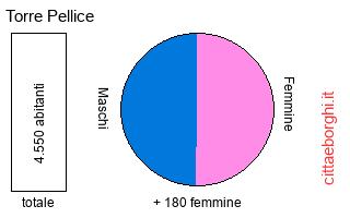 popolazione maschile e femminile di Torre Pellice