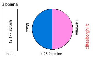 popolazione maschile e femminile di Bibbiena