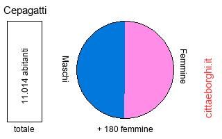 popolazione maschile e femminile di Cepagatti